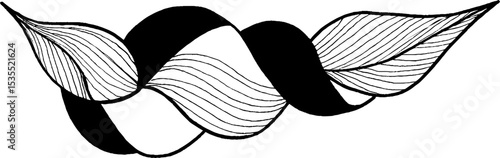 Elegant spiral of cascading leaves in intricate line art design