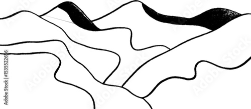 Abstract topographic line art with repetitive wavy pattern for modern design