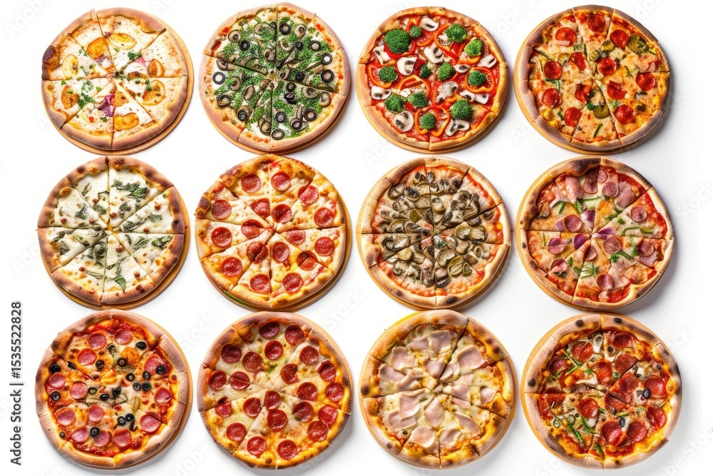High Resolution of Variety Pizza Pack Isolated on White Background High Resolution of Variety Pizza Pack Isolated on White Background
