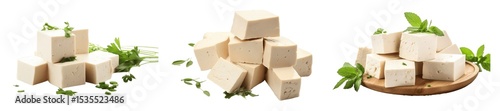 A display of cubed tofu, garnished with fresh herbs, showcasing its versatility as a plant-based protein source.