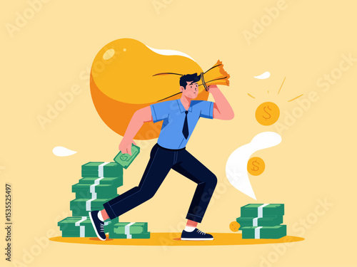 Debt burden, financial obligation or loan payment, heavy load of money failure, mortgage or borrowing money problem concept