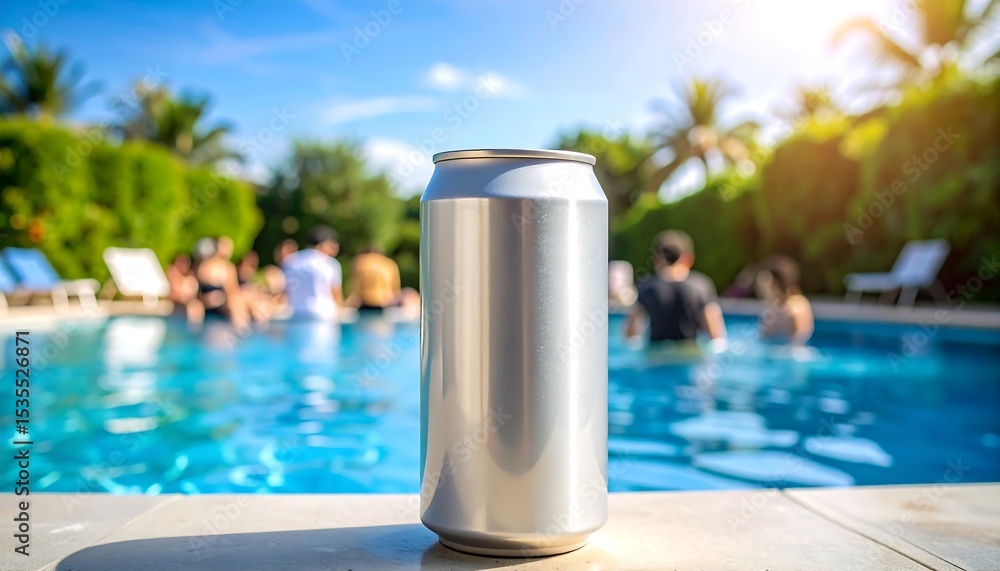 Naklejka premium Aluminum can by pool