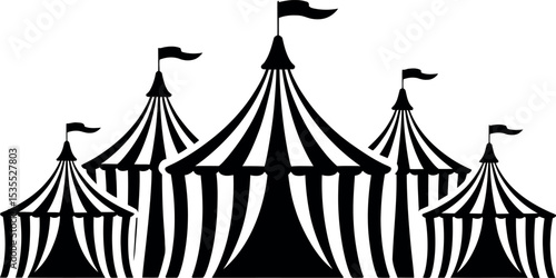 a circus tent with striped silhouette