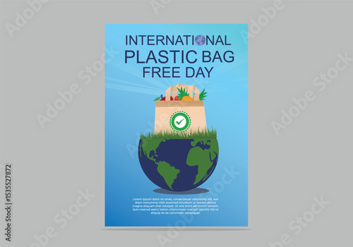 International Plastic bag Free Day celebration vector graphic design. International plastic bag free day concept illustration for flyer poster and other.