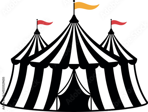 a circus tent with striped silhouette