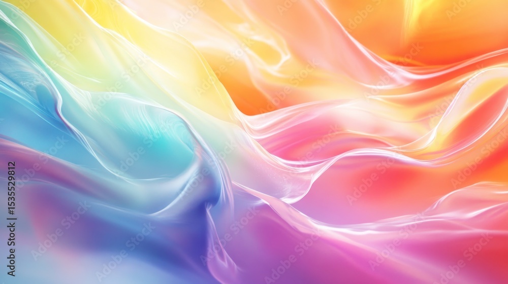 Obraz premium Abstract iridescent colorful flowing gradient background with silk waves effect