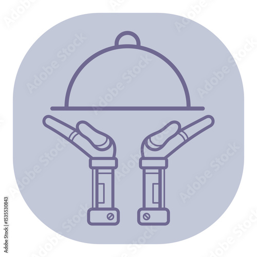 Robotic hands gracefully holding cloche, suggesting connection between technology and culinary presentation. Automation in dining concept