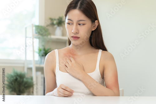 Sensitive skin allergic concept, Woman itching on her arm have a red rash from allergy symptom and from scratching. Free Download Sensitive skin allergic concept, Woman itching on her arm have a red rash from allergy symptom and from scratching. - GFXLoad