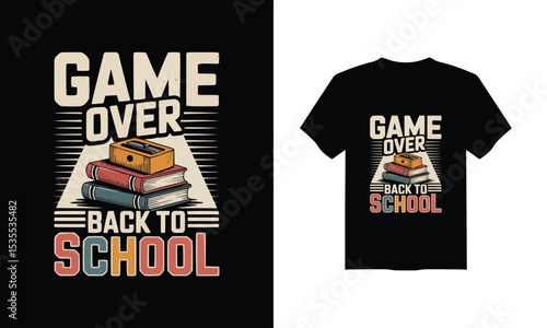 Colorful "game over back to school" t-shirt design - perfect for kids and students