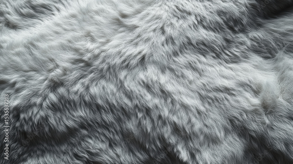 Close-up of soft grey fur texture showing detailed natural hairs with subtle shading and intricate patterns for animal or nature-themed design backgrounds Close-up of soft grey fur texture showing detailed natural hairs with subtle shading and intricate patterns for animal or nature-themed design backgrounds