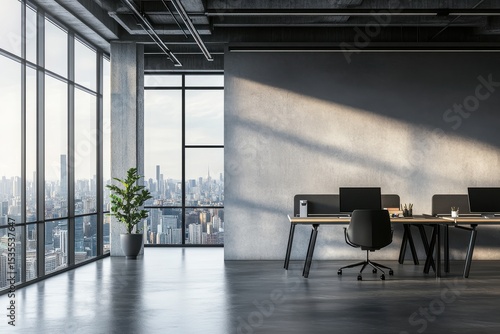 Modern industrial office with city view