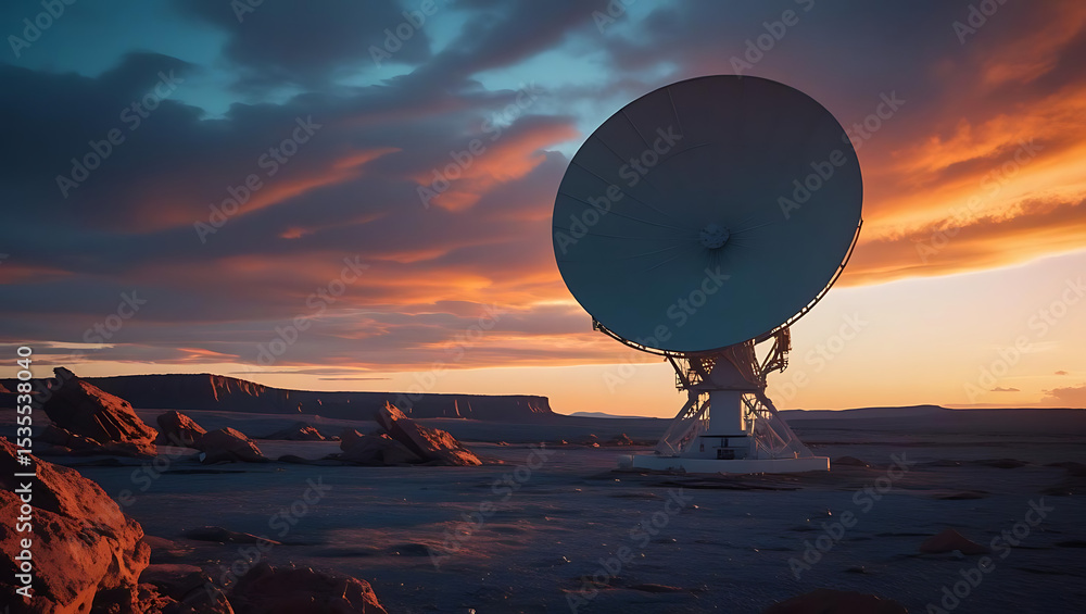 Fototapeta premium Large satellite dish antenna used for space communication and data transmission under the sky