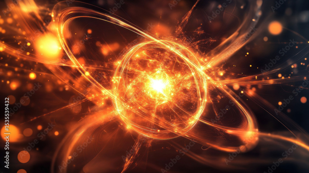 Fototapeta premium Energetic Abstract Background with Bright Glowing Light and Dynamic swirling patterns symbolizing energy power and cosmic phenomena Illustration