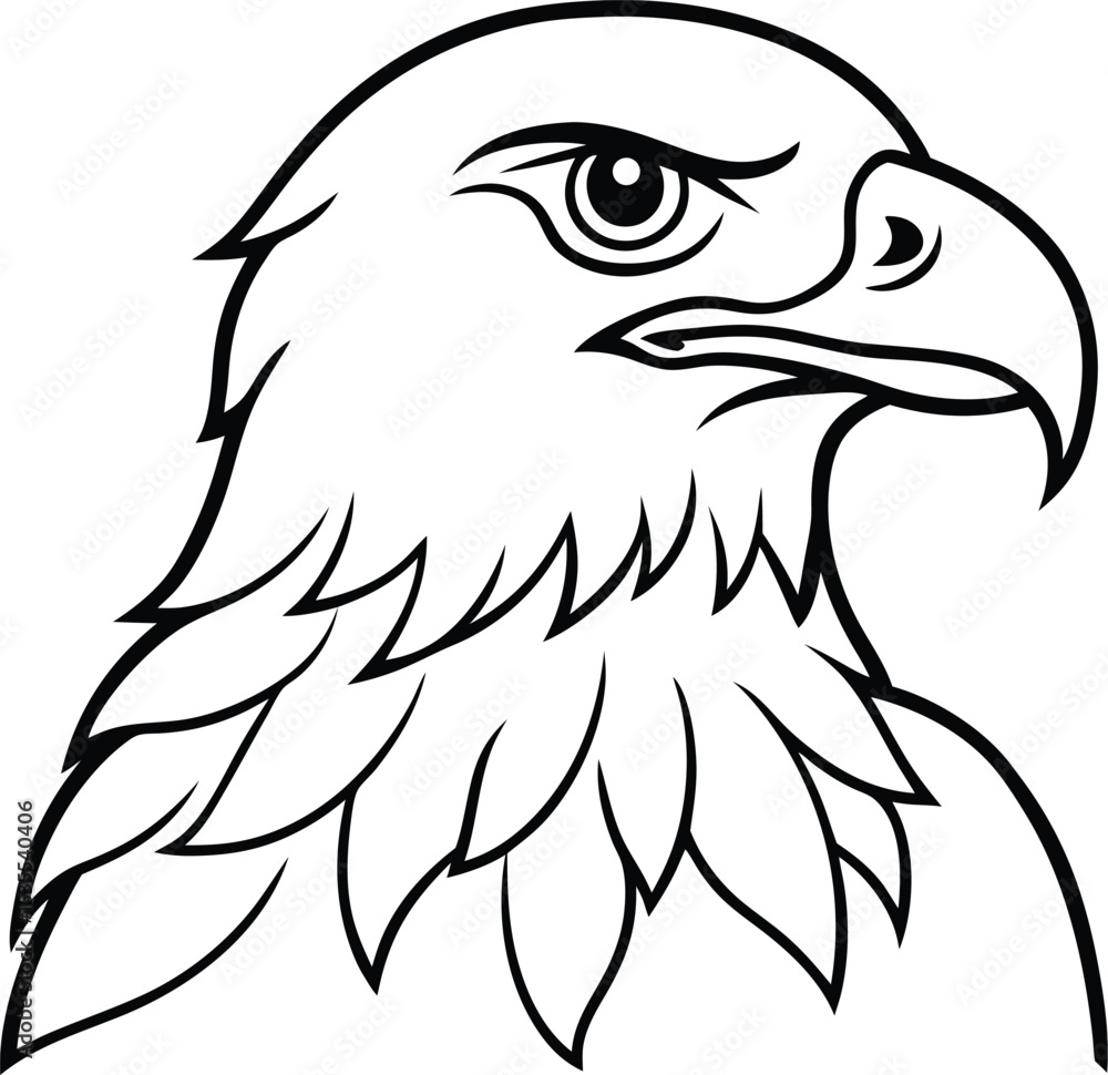 Obraz premium Eagle black silhouette on white background