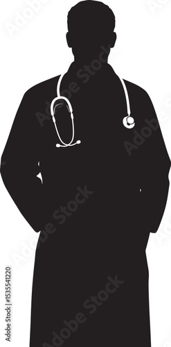 Doctor with Stethoscope Silhouette | Medical Professional & Healthcare Vector Icon