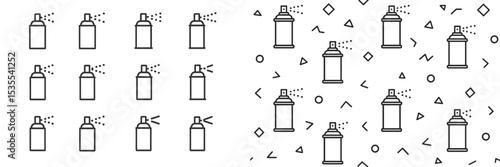 Spray bottles create unique patterns in minimalistic black and white design for modern art enthusiasts