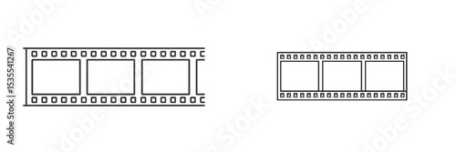 Film strips showcasing three blank frames in minimalist design with simple outlines in a clean layout