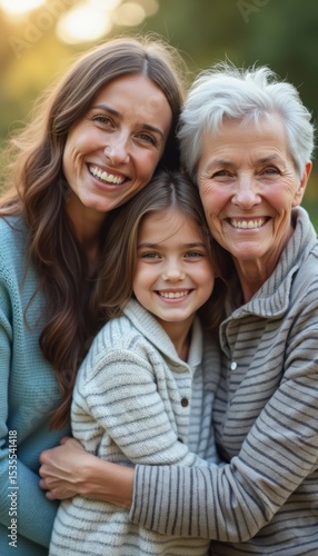 Three generations of women sharing a joyful embrace