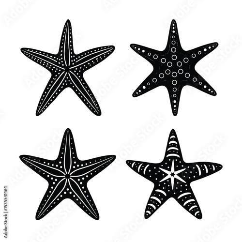 A starfish bundle silhouette on white background