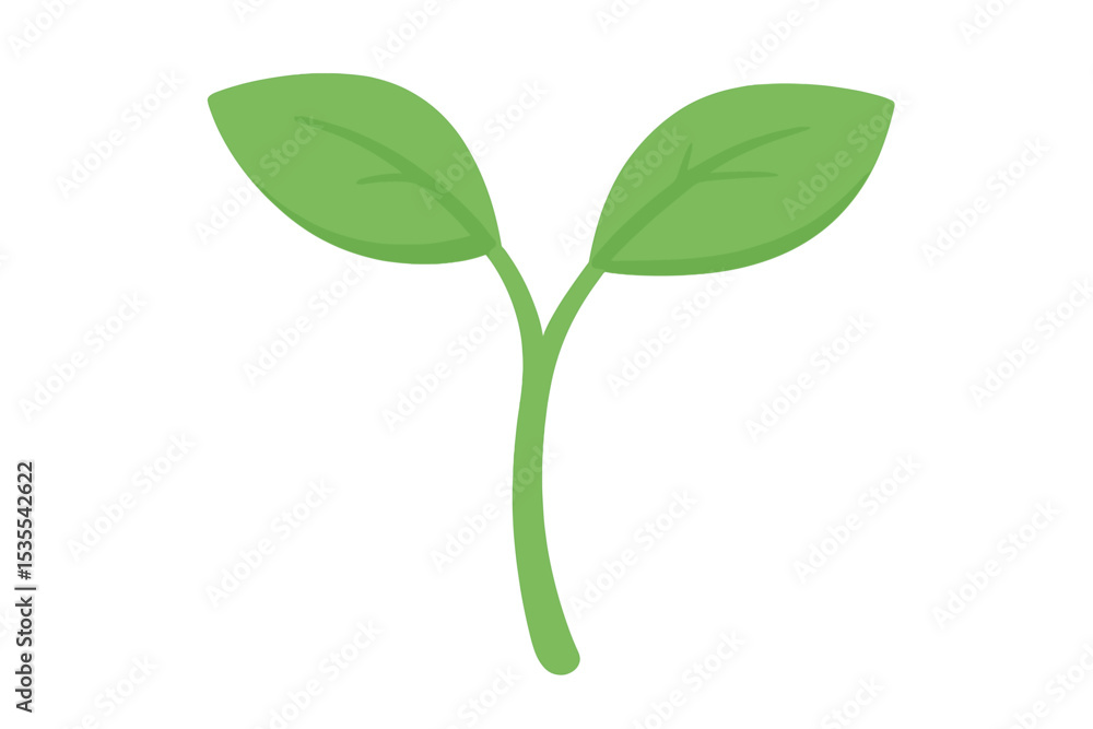 Obraz premium Green sprout with two leaves growing in springtime representing new beginnings and growth in nature