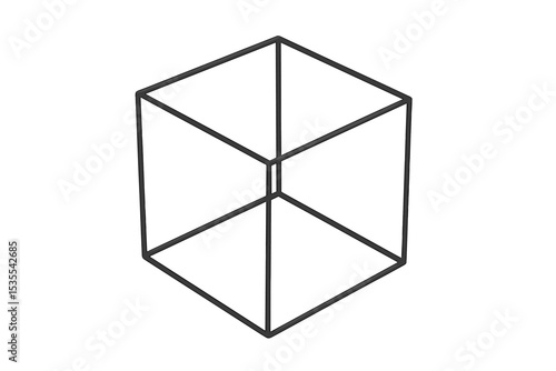Simple wireframe cube illustration designed for educational and conceptual purposes in visual arts and geometry
