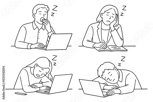 Focus and fatigue during a long work session in an office setting with four coworkers engaged in different activities