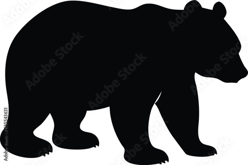 Bold black silhouette of a walking bear perfect for design and animal related projects