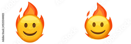 Smiling flame emoji with vibrant colors symbolizing warmth and positivity