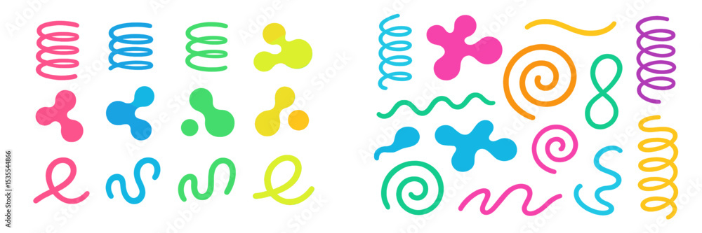 Fototapeta premium Colorful abstract shapes and lines create a vibrant design in a playful style suitable for various creative projects