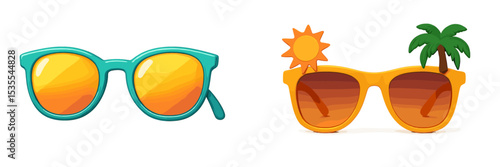 Colorful sunglasses displayed in vibrant designs suitable for summer fun and beach outings
