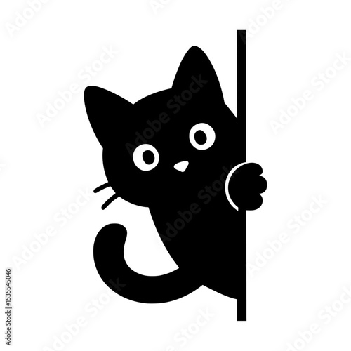 playful black cat silhouette in a bold, minimalist vector