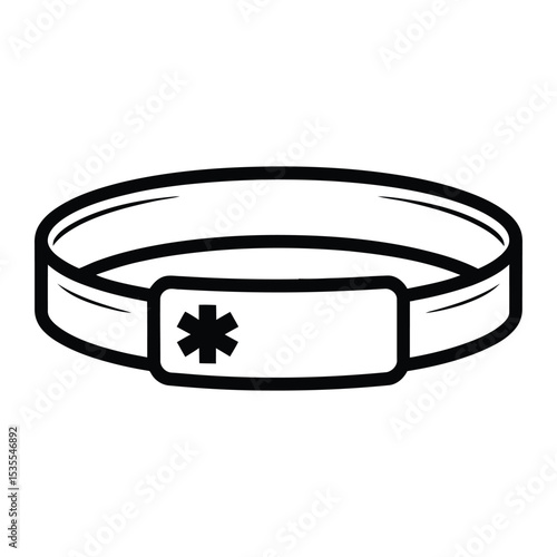 Medical Alert Bracelet Icon, Vector, Illustration, Icon, Outline, Line Art, Silhouette, Logo, White Background.
