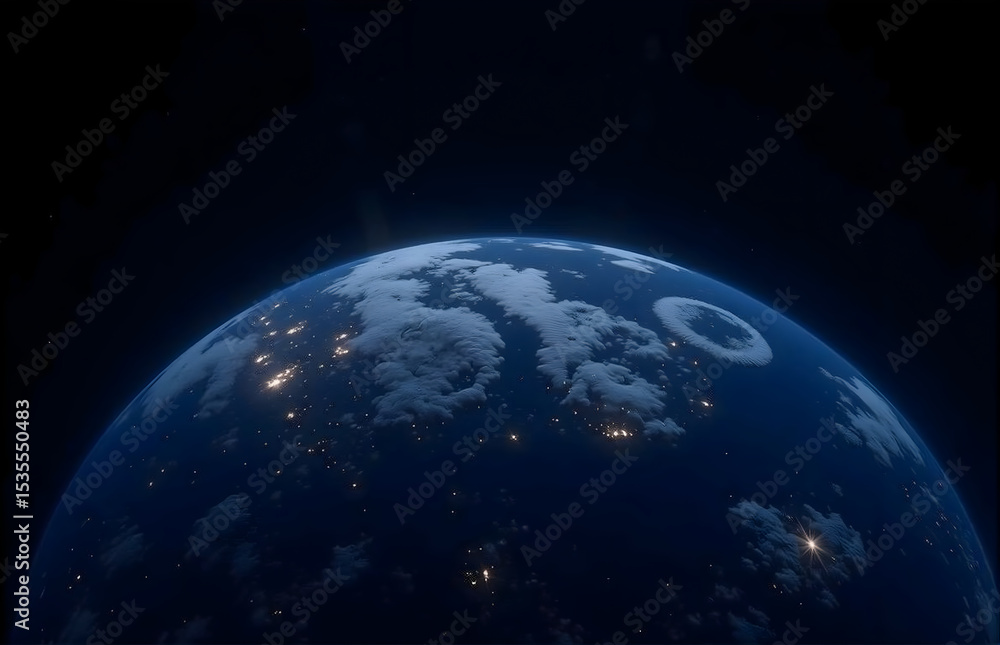 Fototapeta premium Earth Night View From Space