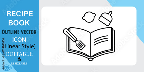 Outline Vector Icon Recipe Book Linear Style Editable