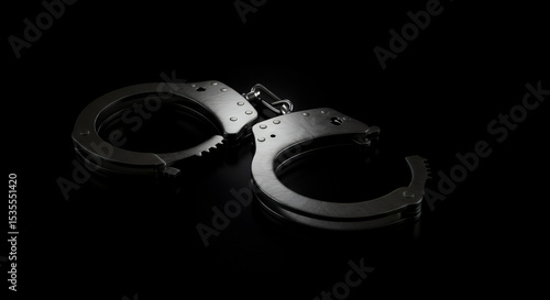 Metal Handcuffs Open on Transparent Background