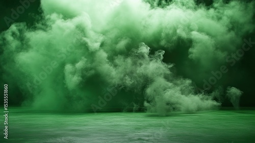 Eerie green fog or smoke background perfect for creating mystical atmosphere