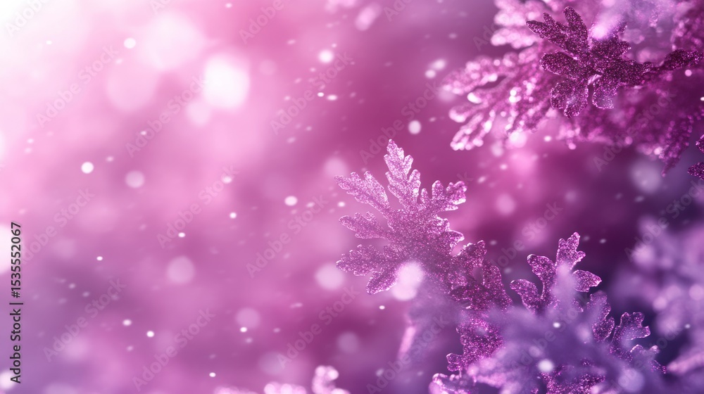 Elegant Purple Winter: A Dreamy Snowflake Scene with Sparkling Accents Elegant Purple Winter: A Dreamy Snowflake Scene with Sparkling Accents