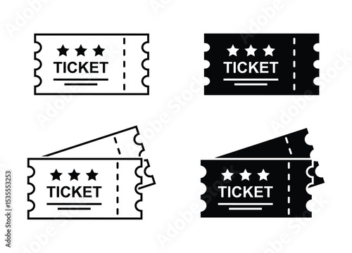 Modern ticket icon set vector