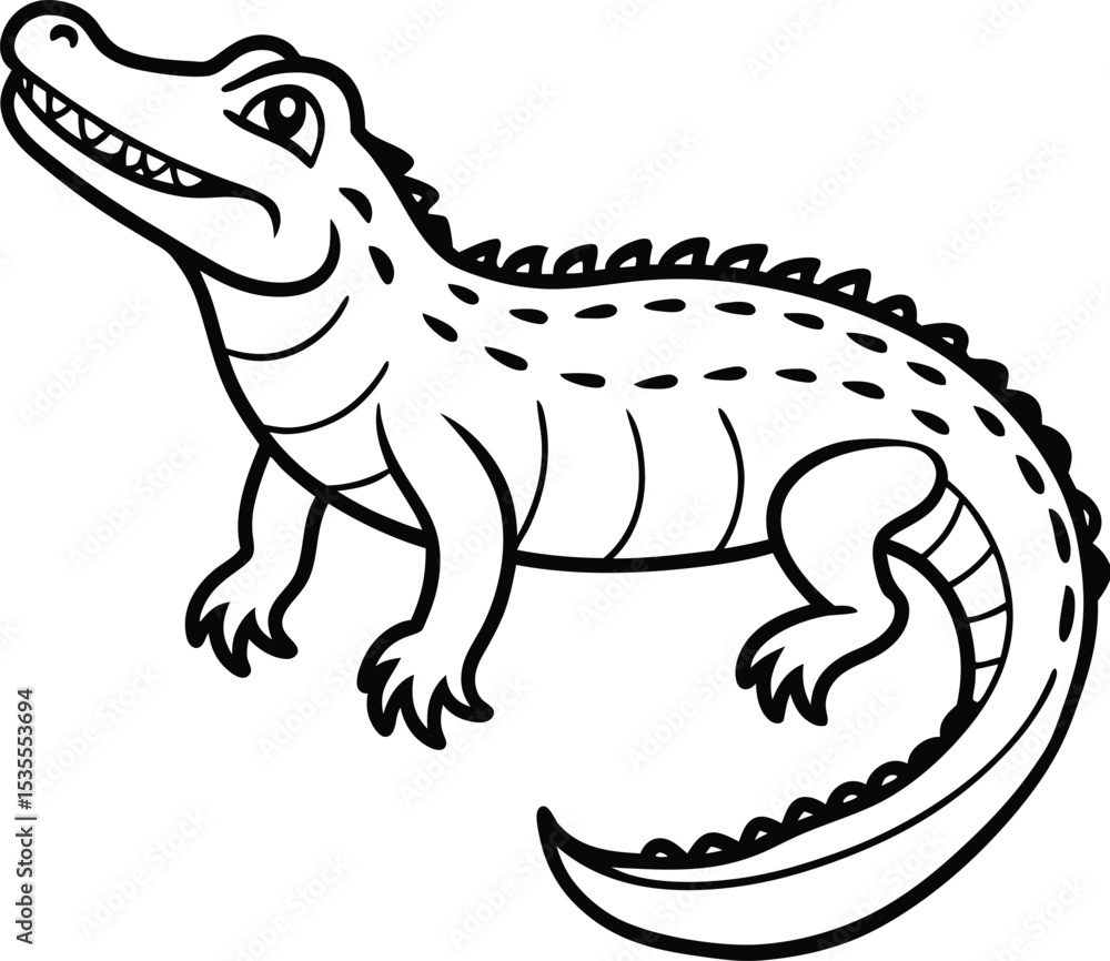 Alligator black silhouette on white background Alligator black silhouette on white background