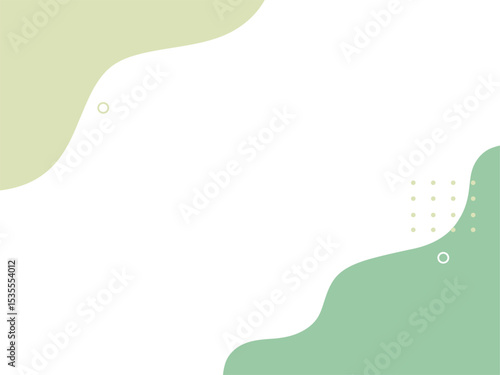 かわいい緑の流体シェイプの背景イラスト素材　flat hand drawn fluid blue shapes background.Cute abstract shapes.Vector loose frame.