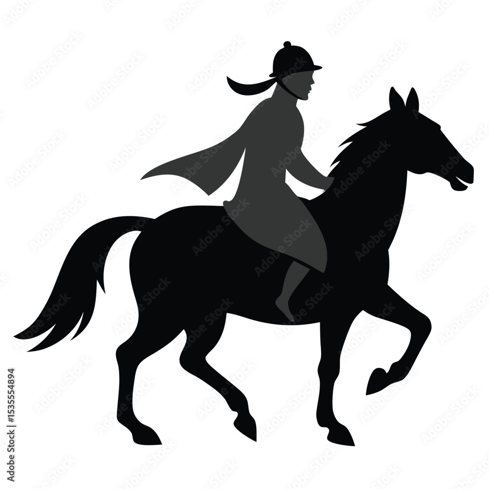 Fototapeta premium Traditional Mongolian Horse Rider in Motion