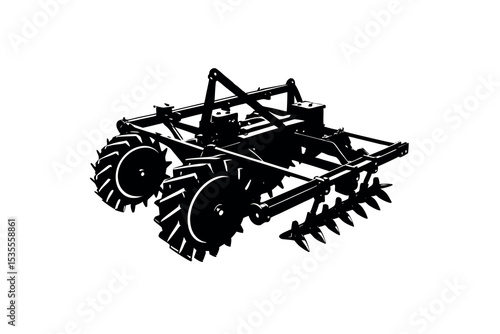 Retro Field Tractor Silhouette Vector Vintage Agricultural Machinery Clipart design