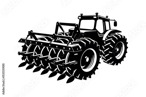 Retro Field Tractor Silhouette Vector Vintage Agricultural Machinery Clipart design