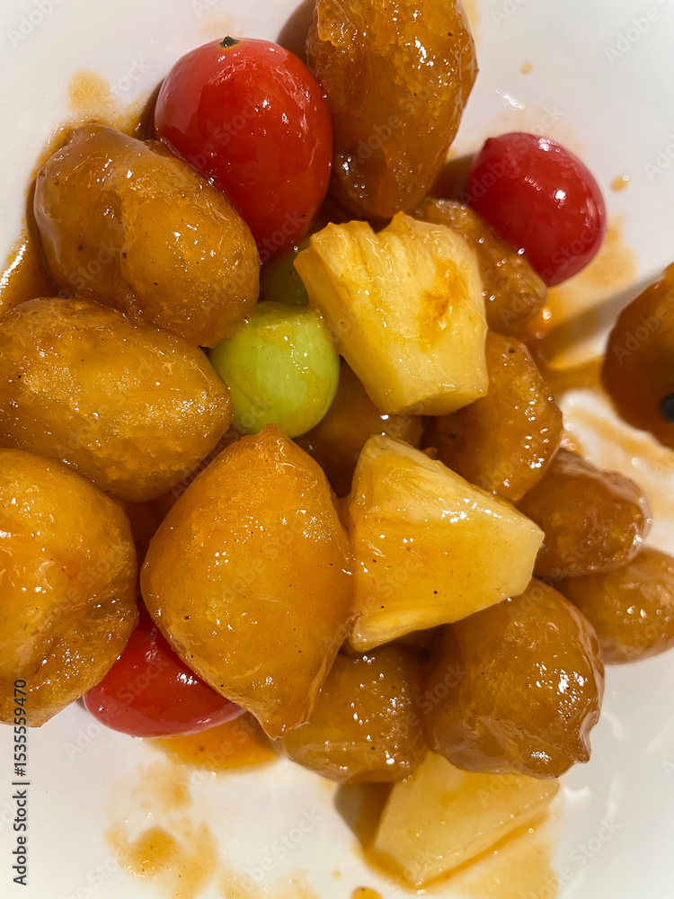 sweet-and-sour pork in the plate sweet-and-sour pork in the plate