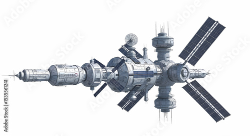Fototapeta Naklejka Na Ścianę i Meble -  Mir Space Station: A Detailed Look at Soviet Space Exploration