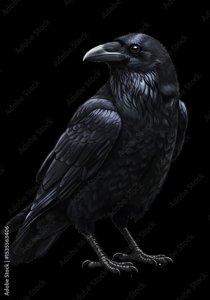 Naklejka premium Midnight Raven: Dark Elegance in Digital Art
