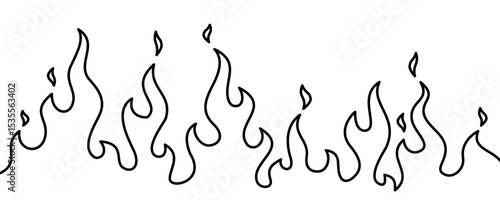 Abstract Fire Background. Fire outline. Fire flame continue line. Abstract flame Background. doodle fire background.