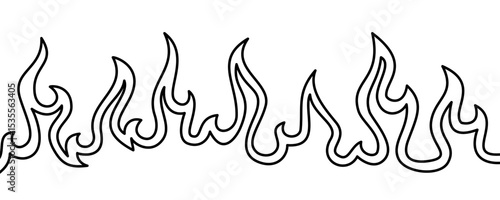 Abstract Fire Background. Fire outline. Fire flame continue line. Abstract flame Background. doodle fire background.