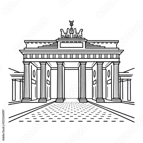 Brandenburg Gate Berlin Icon, Vector, Illustration, Icon, Outline, Line Art, Silhouette, Logo, White Background.