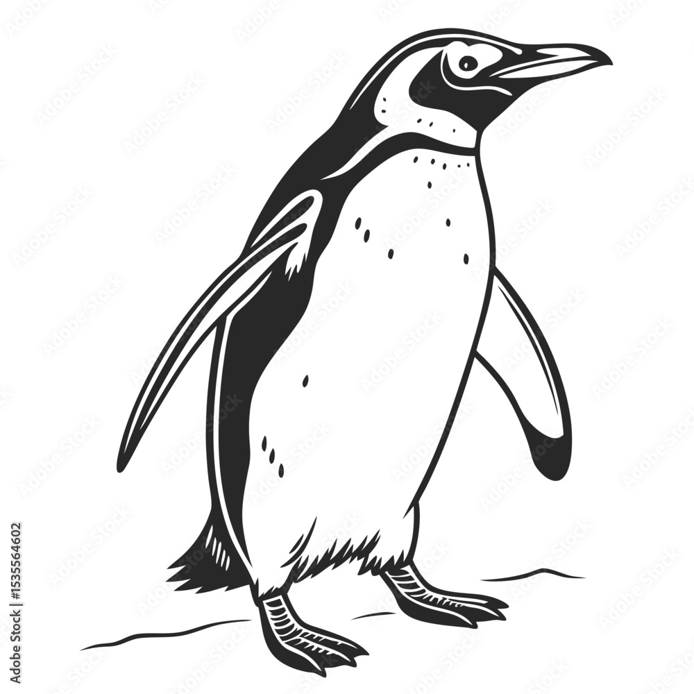 Fototapeta premium Elegant Penguin Standing on Ice in a Natural Habitat